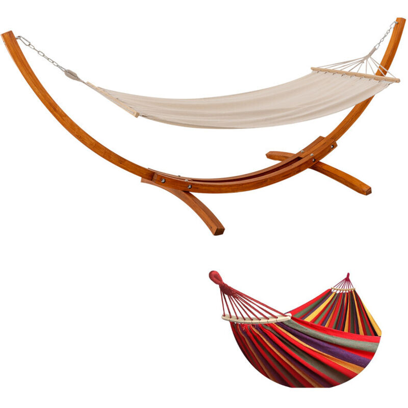 HOMAVO Hamac sur Pied, 2 Hamacs Inclus(Beige+Rouge)