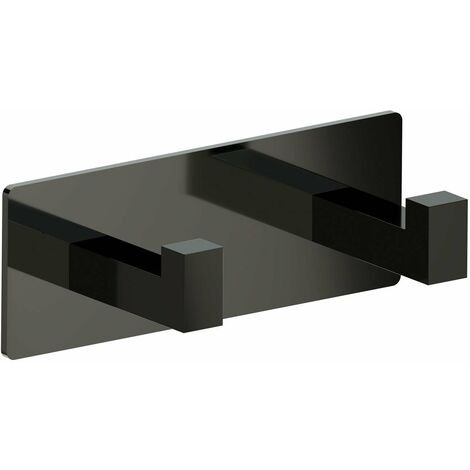 BELTRAN 20261 LUKA Percha Doble Cromo Negro Adhesivo - ref: 064-20261
