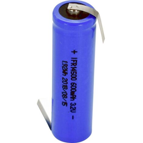 Beltrona FR14500HBG Batteria ricaricabile speciale 14500 linguette a saldare a Z LiFePO 4 3.2 V 600 mAh 1 pz.
