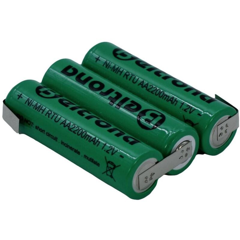 RTU3AAZ Pack de piles rechargeables 3x LR6 (aa) cosses à souder en z NiMH 3.6 v 2200 mAh - Beltrona