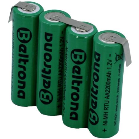 Beltrona RTU4AAZ Pack de piles rechargeables 4x LR6 (AA) cosses à souder en Z NiMH 4.8 V 2200 mAh