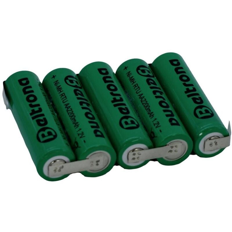 RTU5AAZ Pack de piles rechargeables 5x LR6 (aa) cosses à souder en z NiMH 6 v 2200 mAh - Beltrona