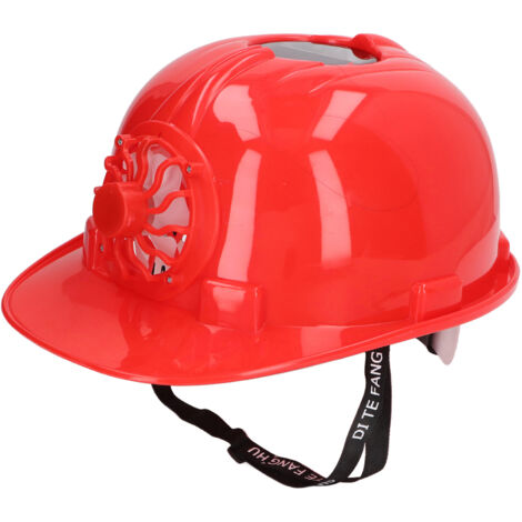 Belüfteter Schutzhelm mit Solarventilator, atmungsaktiver Kunststoffschale und herausnehmbarem Futter für Arbeiten im Freien im Sommer, Farbe: Rot.