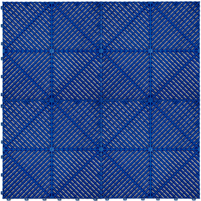 Monster Shop Belüftete Ineinandergreifende Bodenfliesen Und Kanten, 120 X Blau, Einzelgarage, Robuste Bodenmatte, Werkstatt, Polypropylen, Rutschfest,