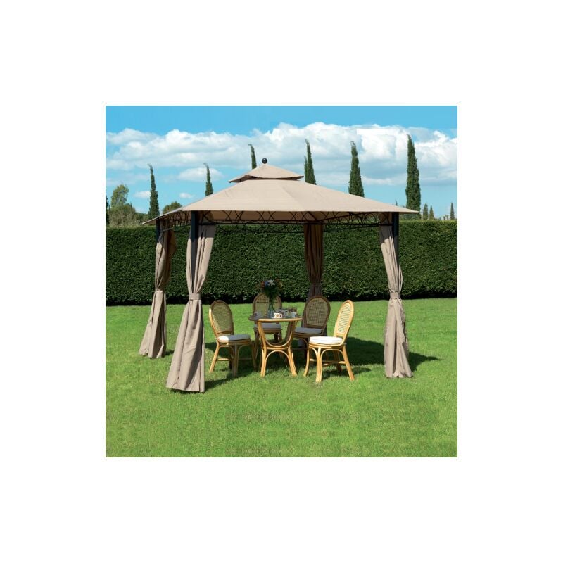 I Giardini Del Re - Gazebo Eden 3x3x2,7 mt structure en acier dessus et panneaux late'raux en polyester pour jardin exte'rieur