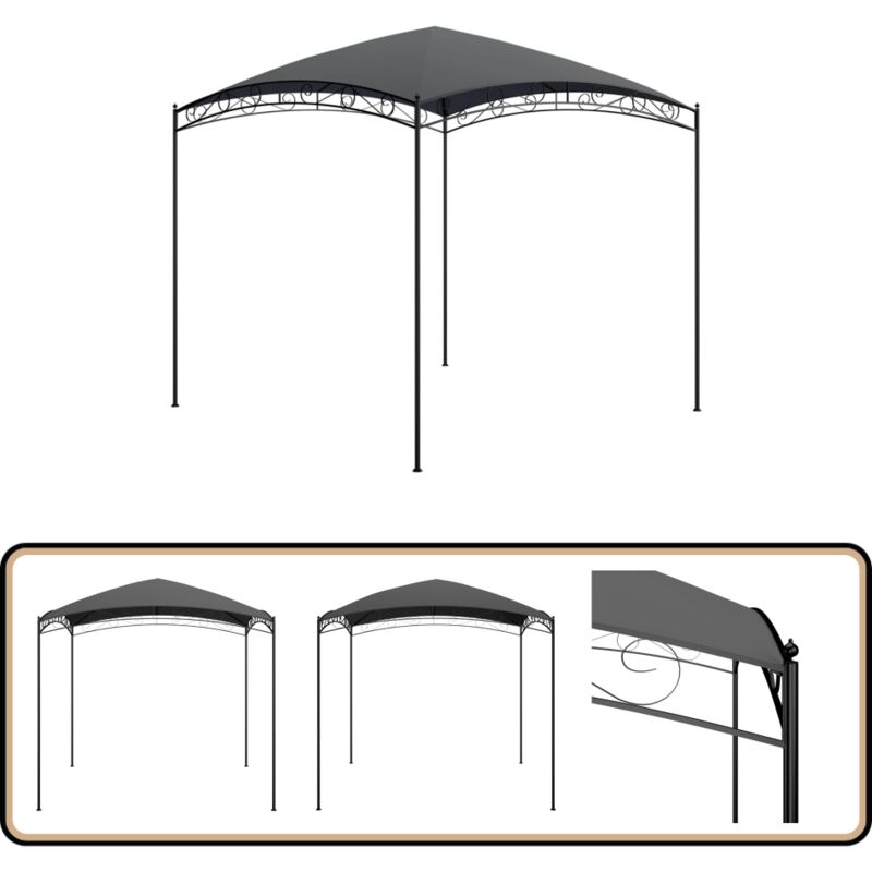 Belvédère 3x3x2,65 m Anthracite 180 g/m² - Abris Extérieurs - Gazebo - Parasol - Auvent - Tente De Jardin