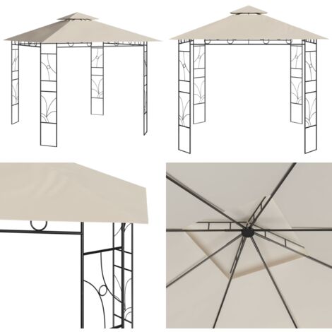 Belvédère 3x3x2,7 m Crème 160 g/m² - Abri Solaire - Gazebo - Parasol - Tentes De Jardin - Tente Extérieure - Home & Living