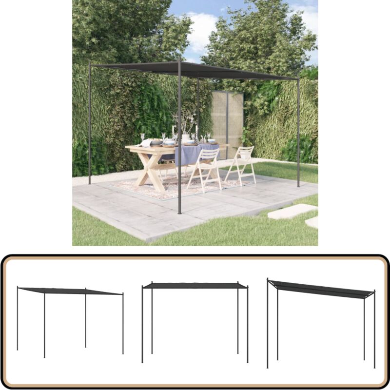 Belvédère anthracite 3x3 m 180 g/m² tissu et acier - Abri Extérieur - Tente Événement - Parasol - Gazebo - Auvent Pliable