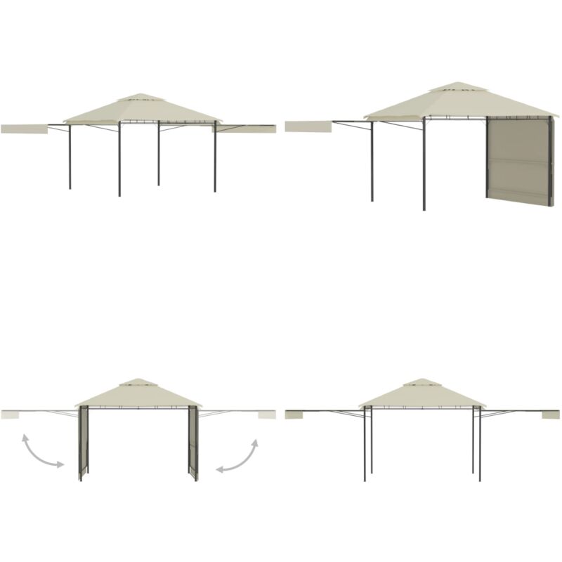 Belvédère avec double toits étendus 3x3x2,75 m Crème 180 g/m² - Abri Jardin - Gazebo - Auvent Pliable - Parasol - Terrasse Couverte - Home & Living