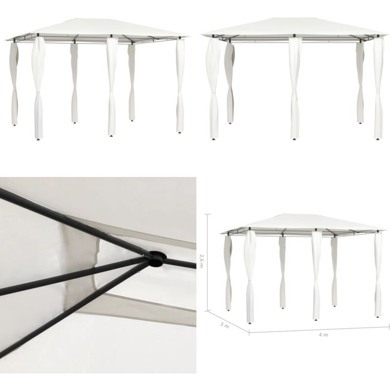 Vidaxl - Belvédère avec revêtement de poteaux 3x4x2,6 m Crème 160 g/m² - Auvent - Gazebo - Parasol - Abri Extérieur - Tente De Jardin - Home & Living