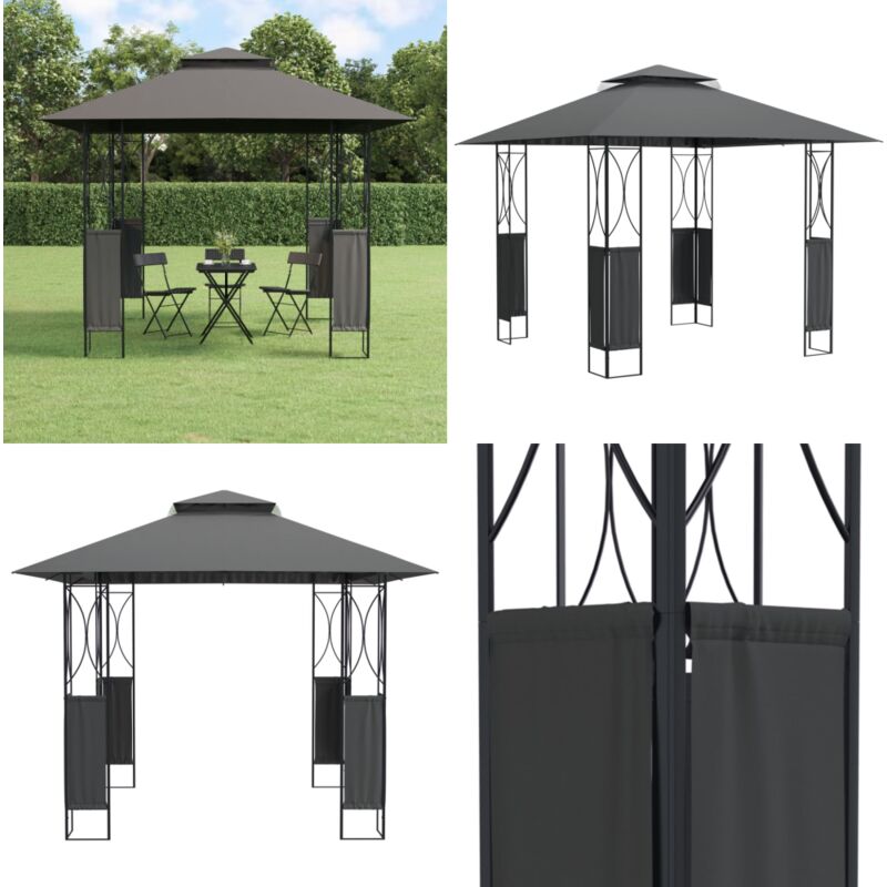 Belvédère avec toit anthracite 300x300x270 cm acier - Belvédère De Jardin - Abri De Jardin - Tonnelle De Fête - Gazebo - Structure Extérieure - Home