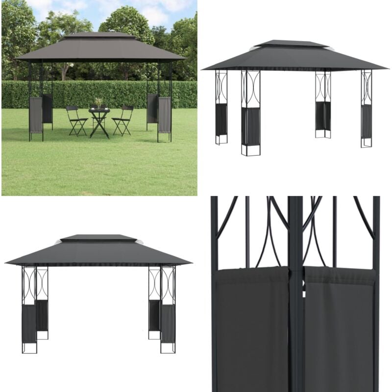 Belvédère avec toit anthracite 400x300x270 cm acier - Belvédère De Jardin - Abri De Jardin - Tonnelle De Jardin - Gazebo - Structure Extérieure