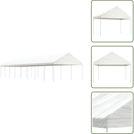 Belvédère avec toit blanc 17,84x4,08x3,22 m polyéthylène - Tente Extérieure - Gazebo - Abri Solaire - Parasol - Espace Détente