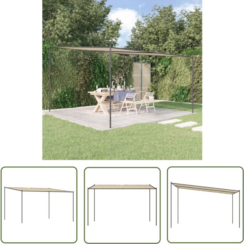 The Living Store - Belvédère beige 4x4 m 180 g/m² tissu et acier - Tente Extérieure - Abri Jardin - Gazebo - Parasol - Structure Extérieure