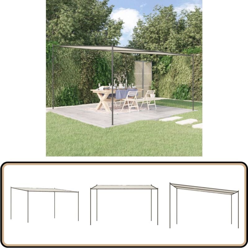 Belvédère blanc 4x4 m 180 g/m² tissu et acier - Tente Extérieure - Abri Jardin - Parasol - Gazebo - Structure D'ombrage