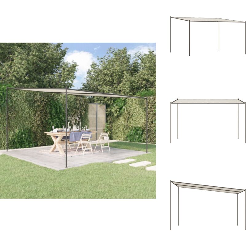 Belvédère blanc 4x4 m 180 g/m² tissu et acier - Tente Extérieure - Abri Jardin - Parasol - Gazebo - Structure D'ombrage