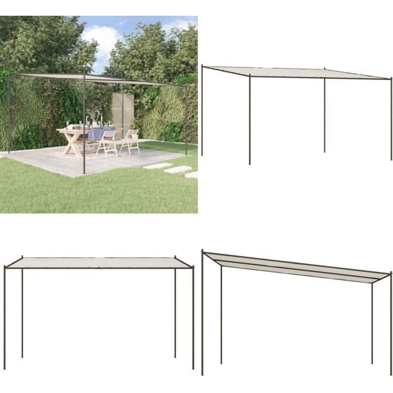 Belvédère blanc 4x4 m 180 g/m² tissu et acier - Tente Extérieure - Abri Jardin - Parasol - Gazebo - Structure D'ombrage - Home & Living