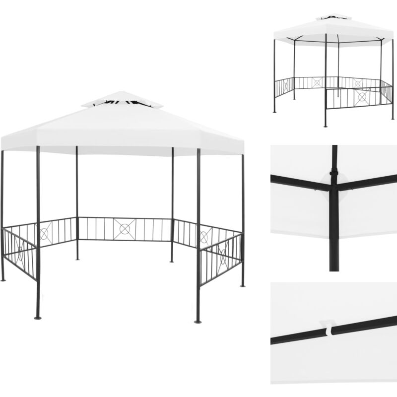 Belvédère de jardin 323x275x265 cm Blanc 180 g/m² - Tonnelle De Jardin - Gazebo - Abri Jardin - Parasol - Structure Extérieure