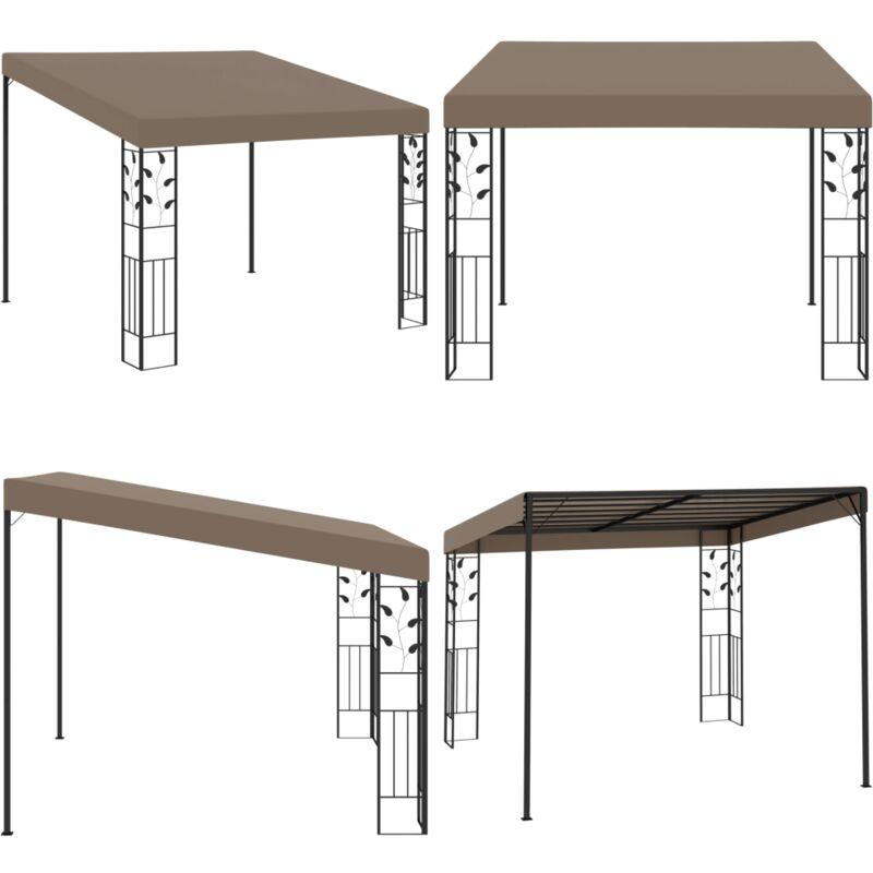 Belvédère mural 3x3x2,5 m Taupe - Abri De Jardin - Auvent Mural - Gazebo - Terrasse Couverte - Espace Extérieur - Home & Living