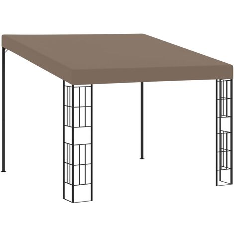 Belvédère mural，Tonnelle de jardin, Pavillon de jardin mural 3x3 m Taupe Tissu XZZ59413