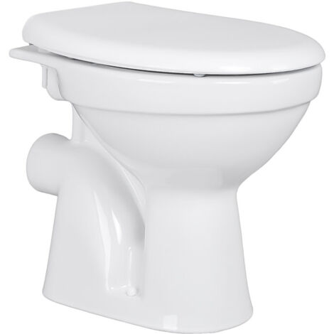 Belvit Dusch WC mit Bidet Funktion – Standtoilette mit Taharet, waagerechtem Wandabgang, Hygienedusche, Softclose WC-Deckel, Keramik in Weiß