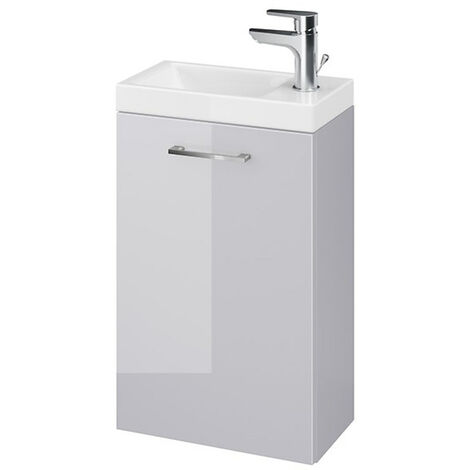 Belvit Lara Unterschrank mit Waschbecken Grau glänzend (39,2x59x21,5cm)