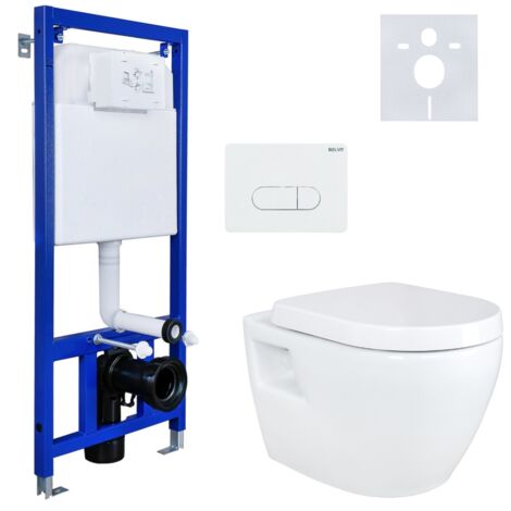 Belvit Wand / Hänge WC Toilette Softclose-Deckel Vorwandelement Betätigungsplatte