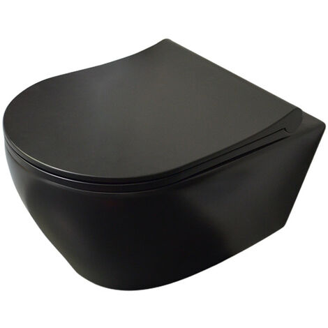 Belvit WC Schwarz Matt Spülrandlos Wand WC mit Taharet / Bidet Funktion Softclose Deckel Toilette Hängend