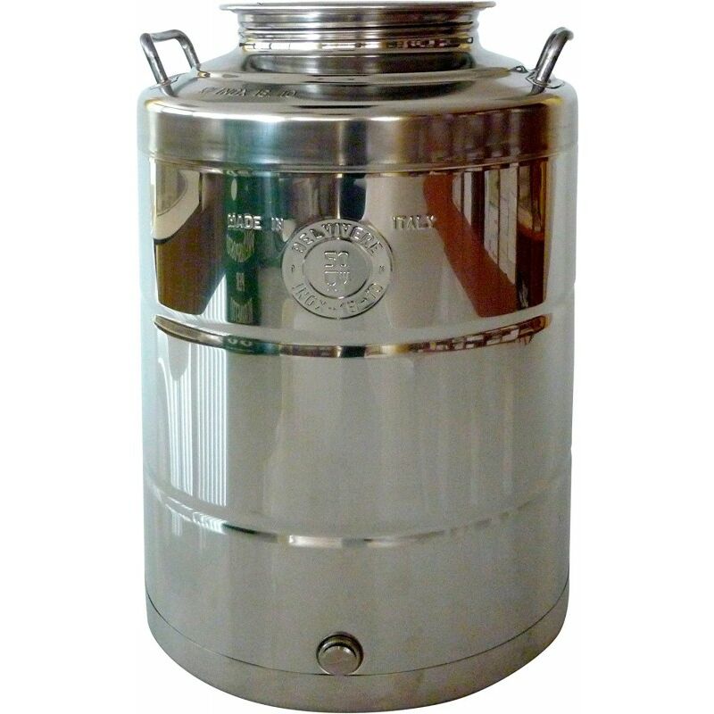 Contenitore Fusto bidone Olio Inox 18/10 saldato Made in Italy (30 Litri) - Belvivere