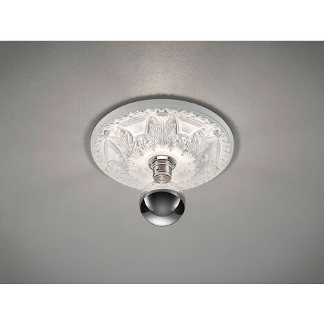 Bemalbare LED Stuckrosette Gipsleuchte in Weiß für Decken, Ø 30cm