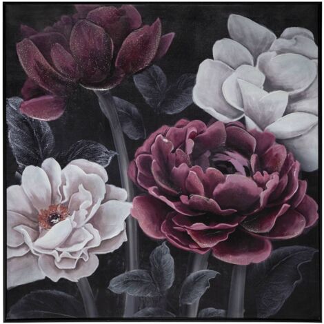 Bemalte Leinwand Blume gerahmt 58 × 58 cm