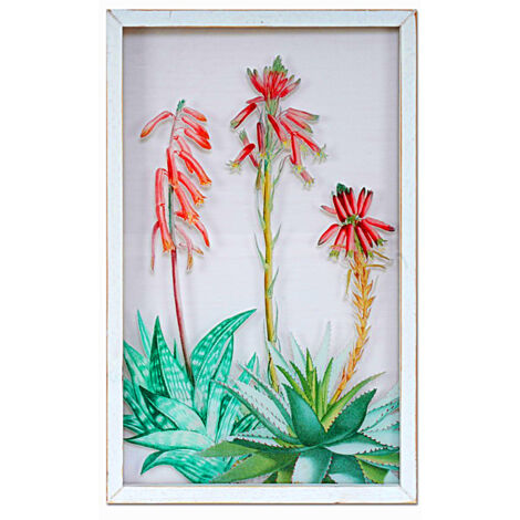 Bemalte PVC-Platte mit Holzrahmen, 30 x 2 x 48 cm
