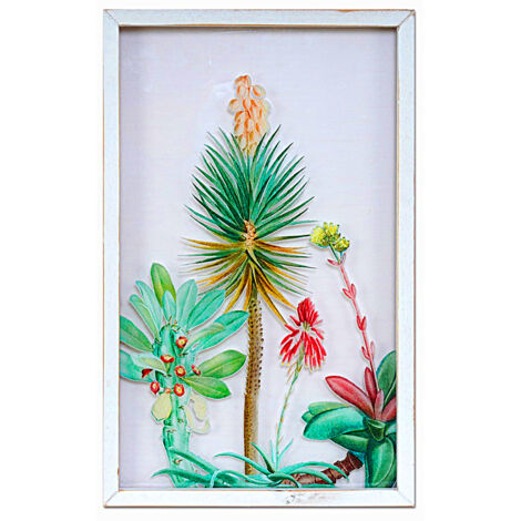 Bemalte PVC-Platte mit Holzrahmen, 30 x 2 x 48 cm