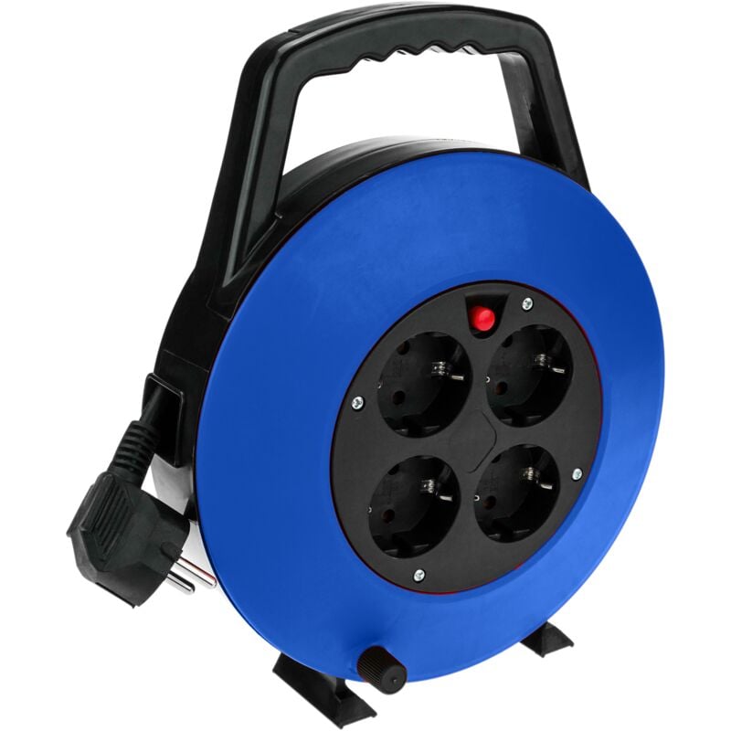 Enrouleur de câble électrique multiprise avec 4 prises Schuko et 5 mètres de câble 3x1.5mm² - Bematik