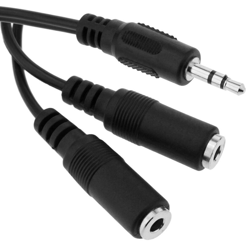 

BeMatik - Adaptador Audio Estéreo Jack 3.5mm M a 2 Jacks 3.5mm H Mono 15cm