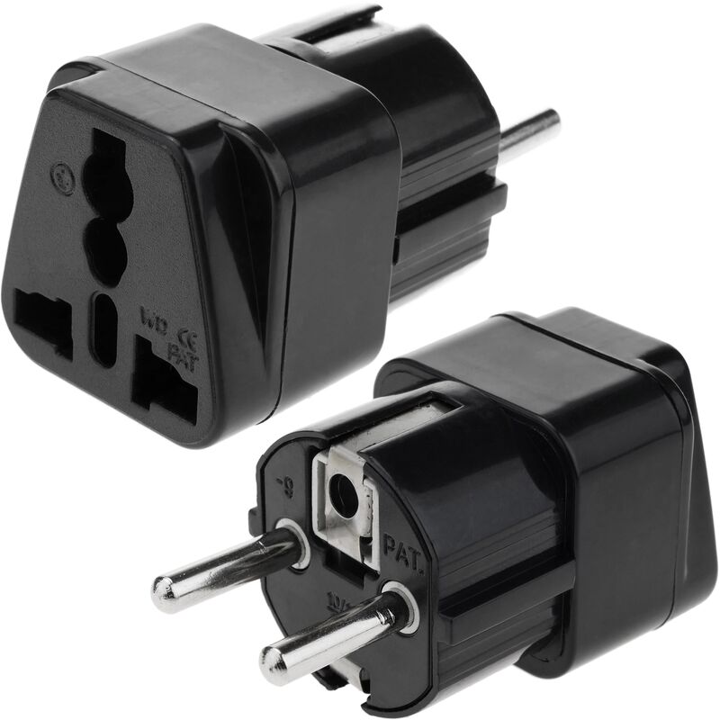 

Adaptador enchufe universal a norma UE Clavija multienchufe hembra a Schuko macho F CEE 7/4 2-pack - Bematik