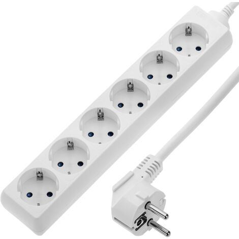 BeMatik - Bande de puissance 6 schuko 16A 230V blanc avec câble de 3 m