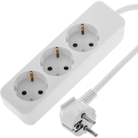 BeMatik - Barrette d'alimentation 3 schuko 16A 230V blanc avec câble de 1,5 m