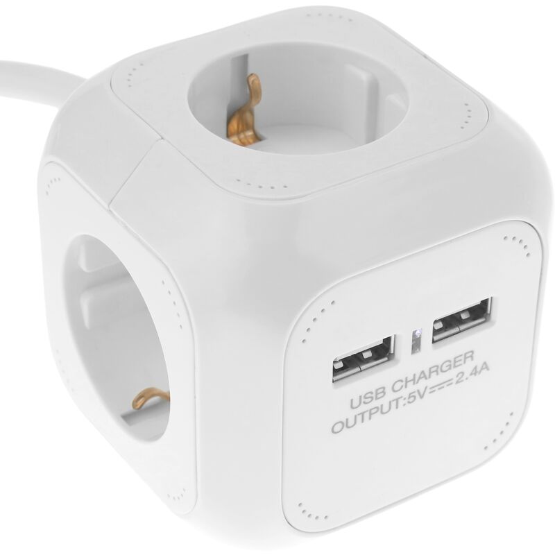 

Base de 4 enchufes schuko con 2 puertos USB tipo cubo blanco - Bematik