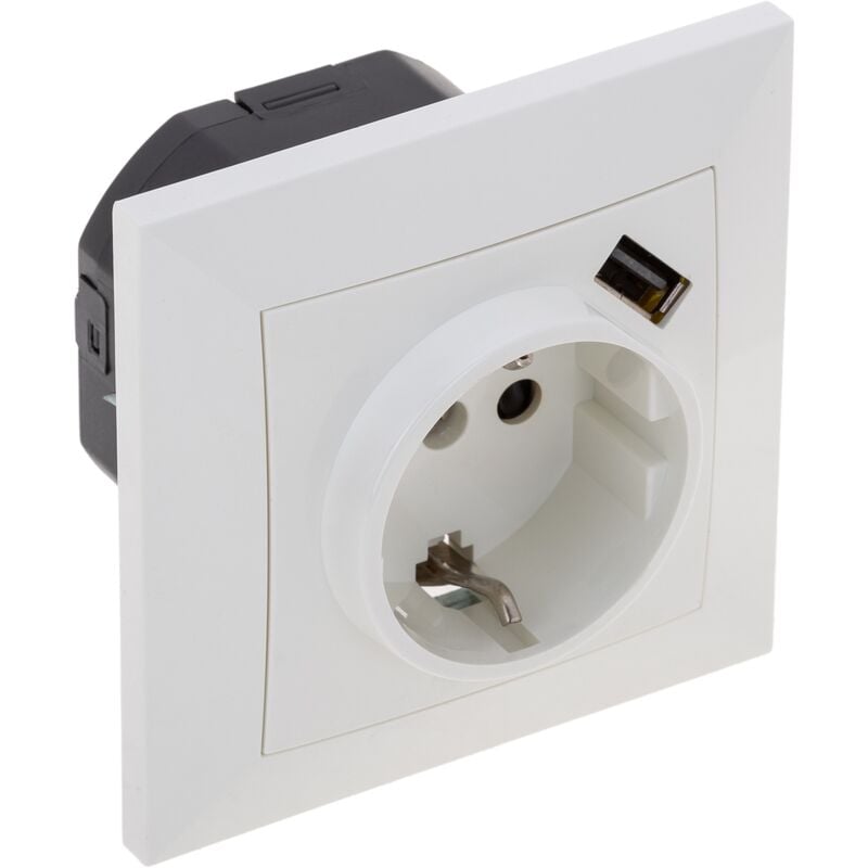 

Base de enchufe schuko con USB A hembra 80x80mm para empotrar - Bematik