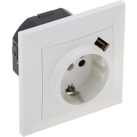 BeMatik - Base presa per schuko con USB A femmina 80x80mm per l'incorporamento