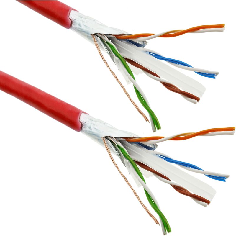 

Bobina cable FTP categoría 6 24AWG CCA rígido rojo 100m - Bematik