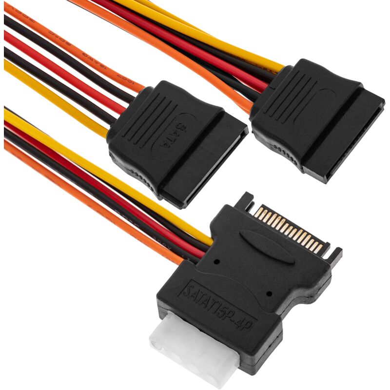 

Cable Alimentación SATA 15P-M+MOLEX a 2 x SATA 15P-H - Bematik