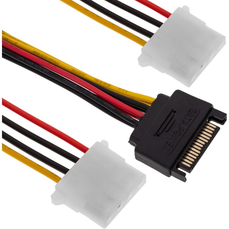 

Cable alimentación SATA 15PM a 2 MOLEX 4H de 15cm - Bematik