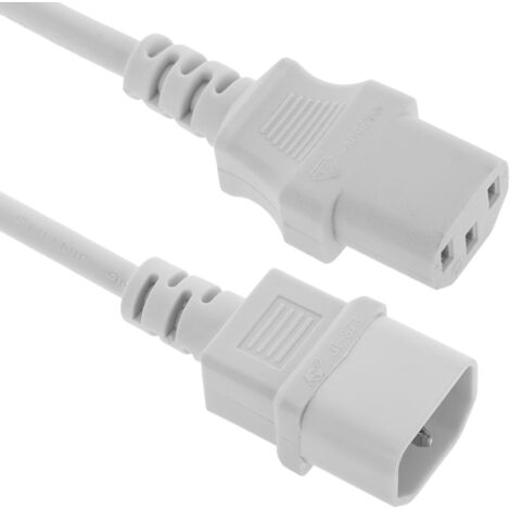 BeMatik - Câble d'alimentation IEC-60320 blanc C13-C14 1,8 m