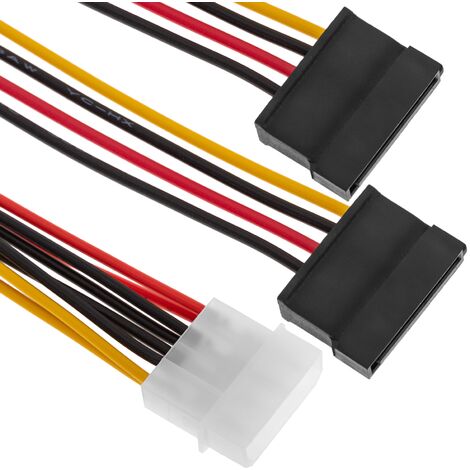 BeMatik - Cable d"alimentation MOLEX 4P-M (5,25) 2 x 15P-H (SATA) Y