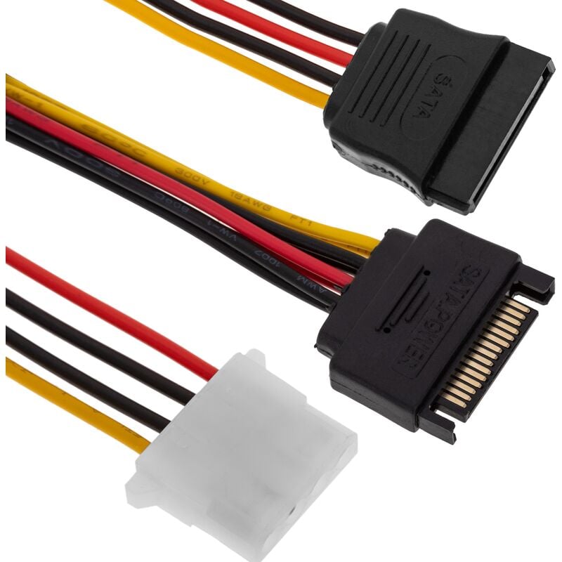 Câble d'alimentation sata 15h00 15h00 et molex vers sata 25cm 16:00 - Bematik