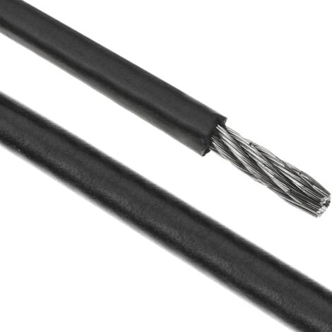 BeMatik - Cable de acero inoxidable de 3 mm. Bobina de 25 m. Recubierto de plástico negro