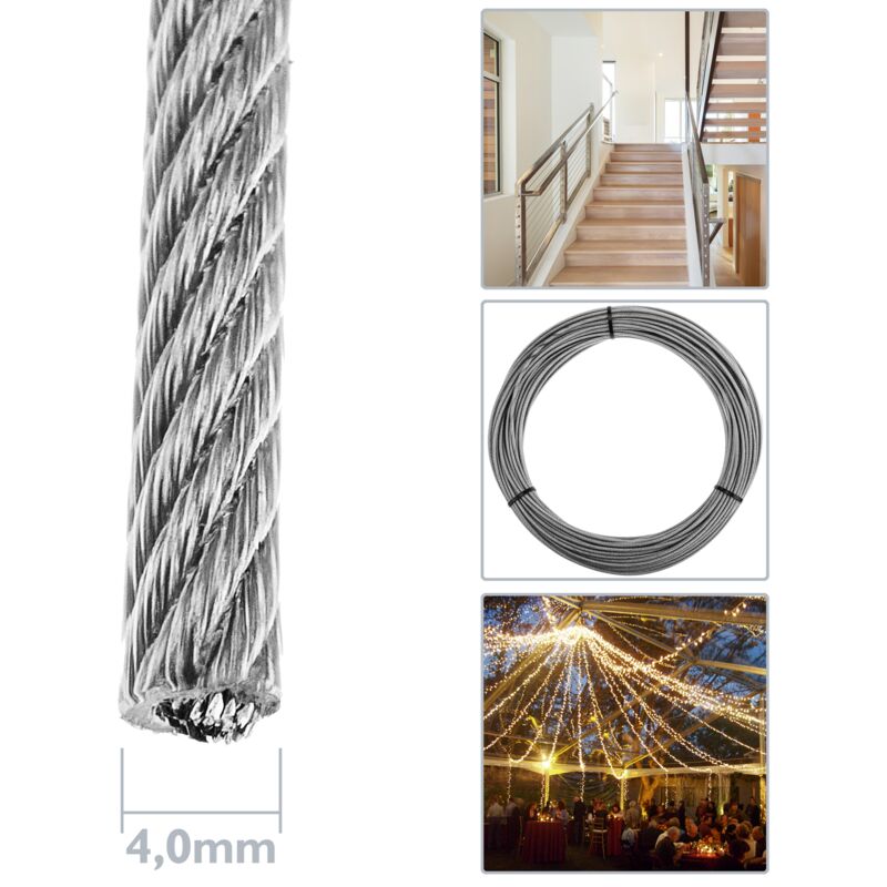 Cable de Acero Inoxidable de 2,0 mm en Bobina de 25 m BeMatik