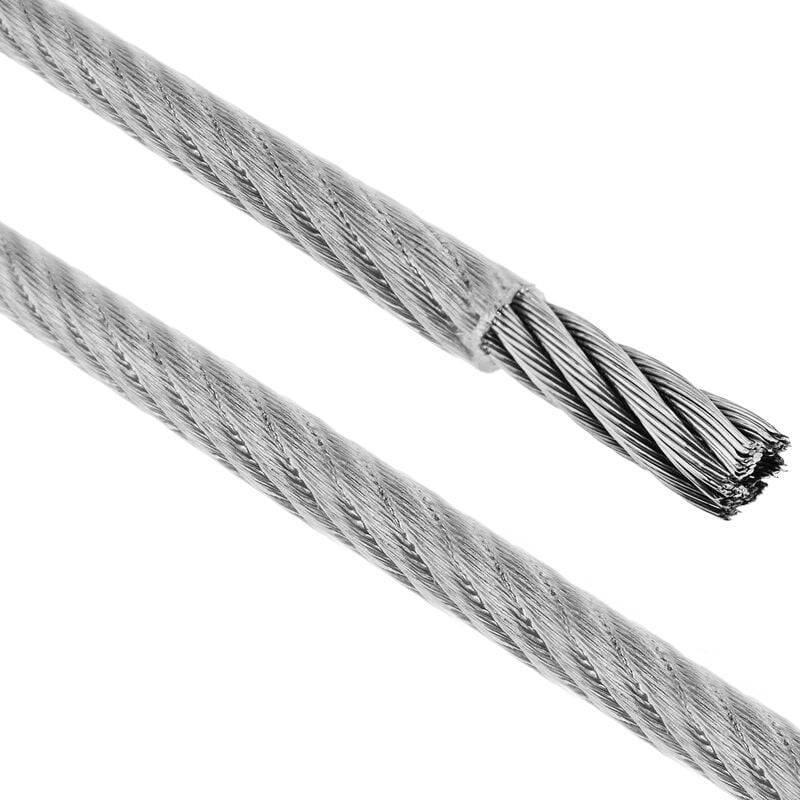 

BeMatik - Cable de acero inoxidable de 6,0 mm. Bobina de 25 m. Recubierto de plástico transparente